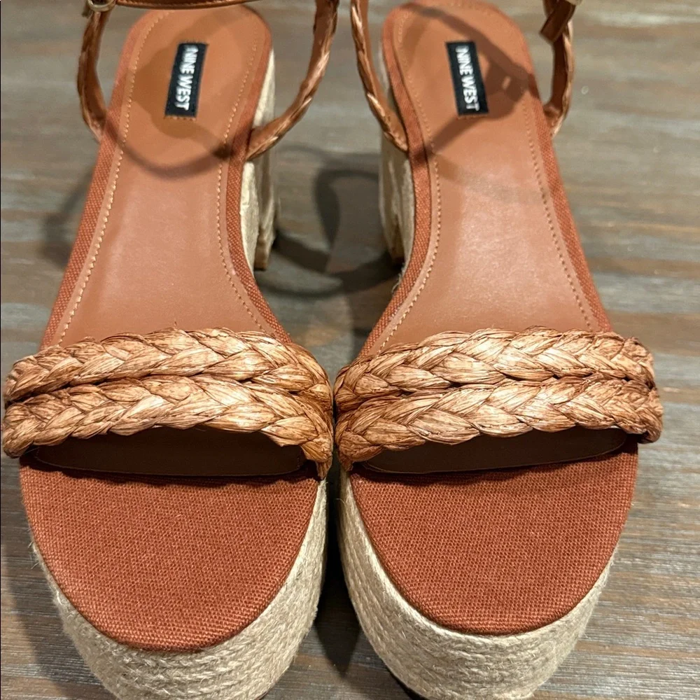 Nine West Espadrille Platform Sandals Size‎ 12 Tan Boho Summer Wedge New NWOB